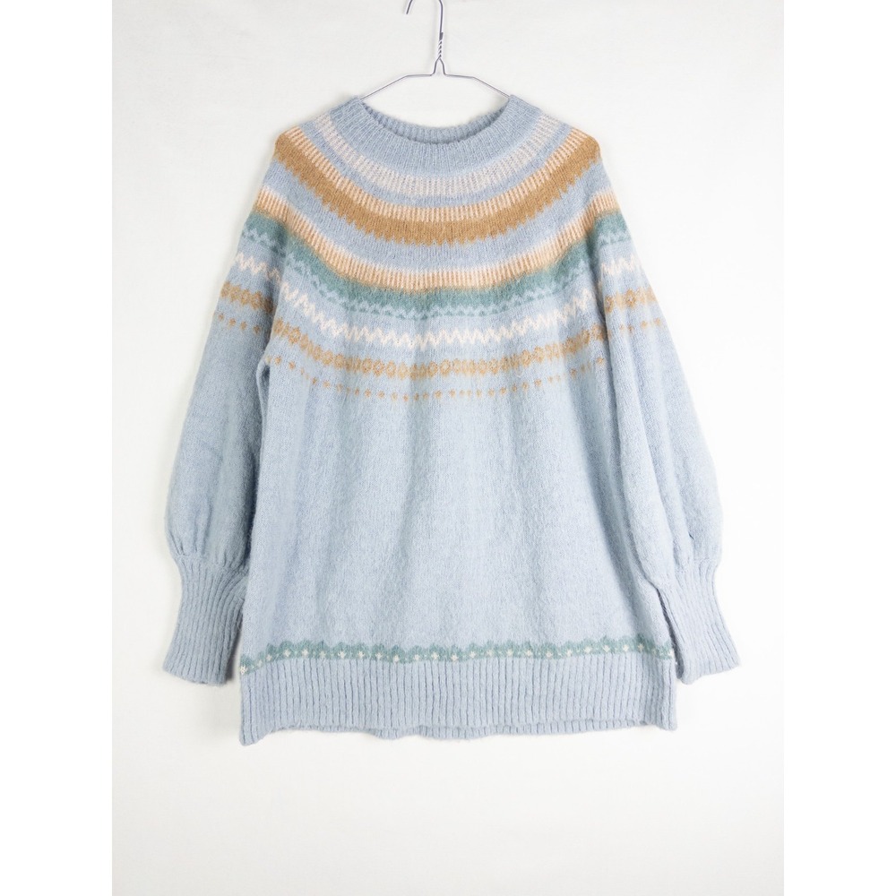 J Crew Pullover Wool Alpaca Blend L Knit Fair Isle Sweater Winter Oversized‎